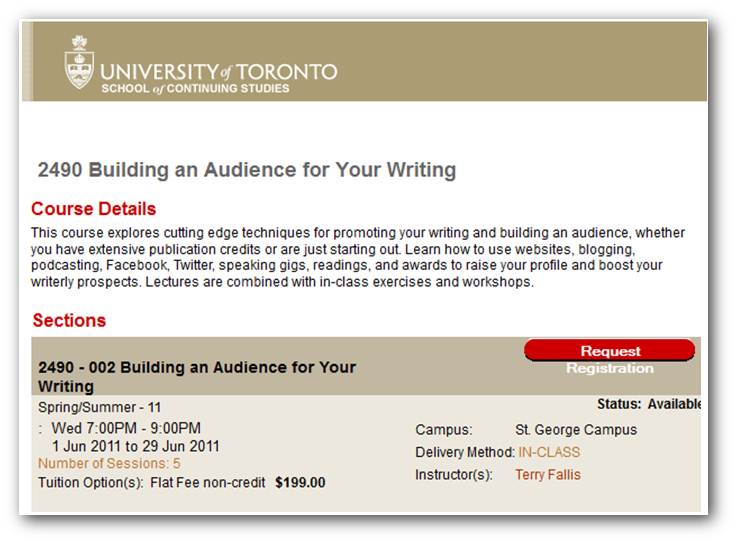 U Of T Creative Writing , Writing at the University of Toronto