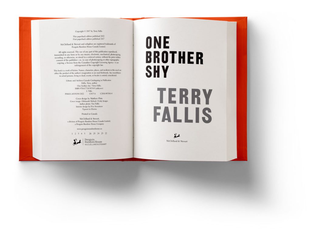 Open book, page preview of 'One Brother Shy' by Terry Fallis