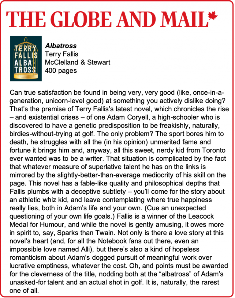 globe-and-mail-reviews-albatross-terry-fallis-novelist