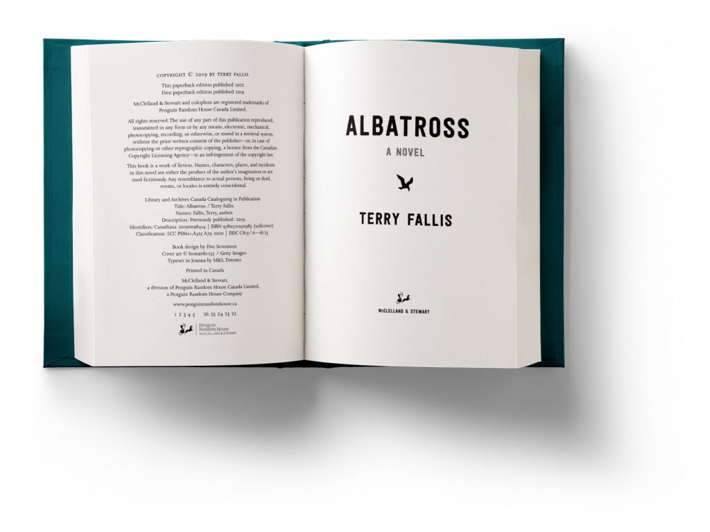 Open book, page preview of 'Albatross' by Terry Fallis